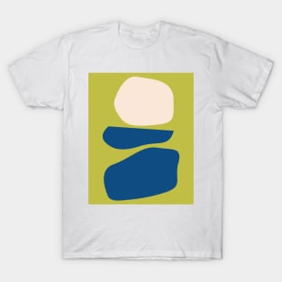 Organic Abstract Shapes in Chartreuse and Blue T-Shirt